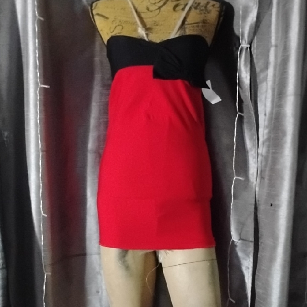 Sakkas Strapless Red and Black Dress